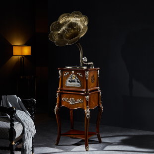 客厅造型电唱机仿古音响大喇叭 中美式 复古老式 黑胶唱片留声机台式