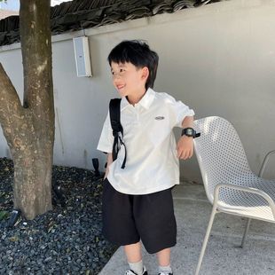 男孩夏装 2025新款 t恤男宝宝白色上衣夏季 男童polo衫 潮 儿童短袖