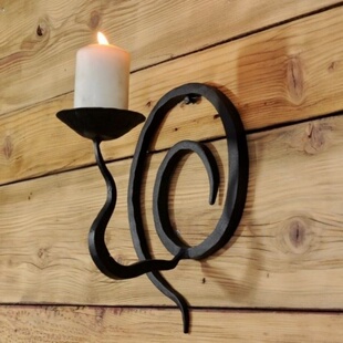 铁艺壁挂烛台复古墙面装饰蜡烛底座过道烛光酥油灯