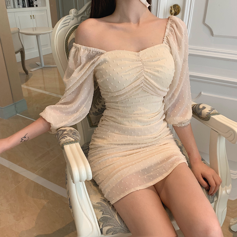 Real price 2021 spring new Platycodon skirt high waist sexy thin temperament fairy Chiffon Dress