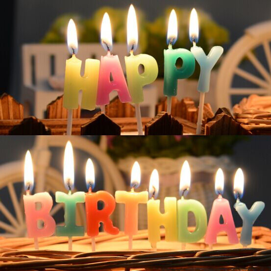 儿童彩色happybirthday生日创意派对装饰品蛋糕字母生日快乐蜡烛