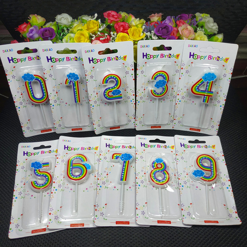 七彩生日快乐烘焙情景数字蜡烛