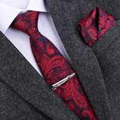 红色腰果花纹男士 领带商务正装 8cm高端复古