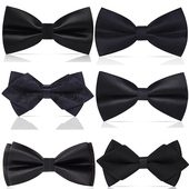 商务宴会新郎结婚婚礼礼服蝴蝶结伴郎潮 黑色白色领结正装 时尚 男士