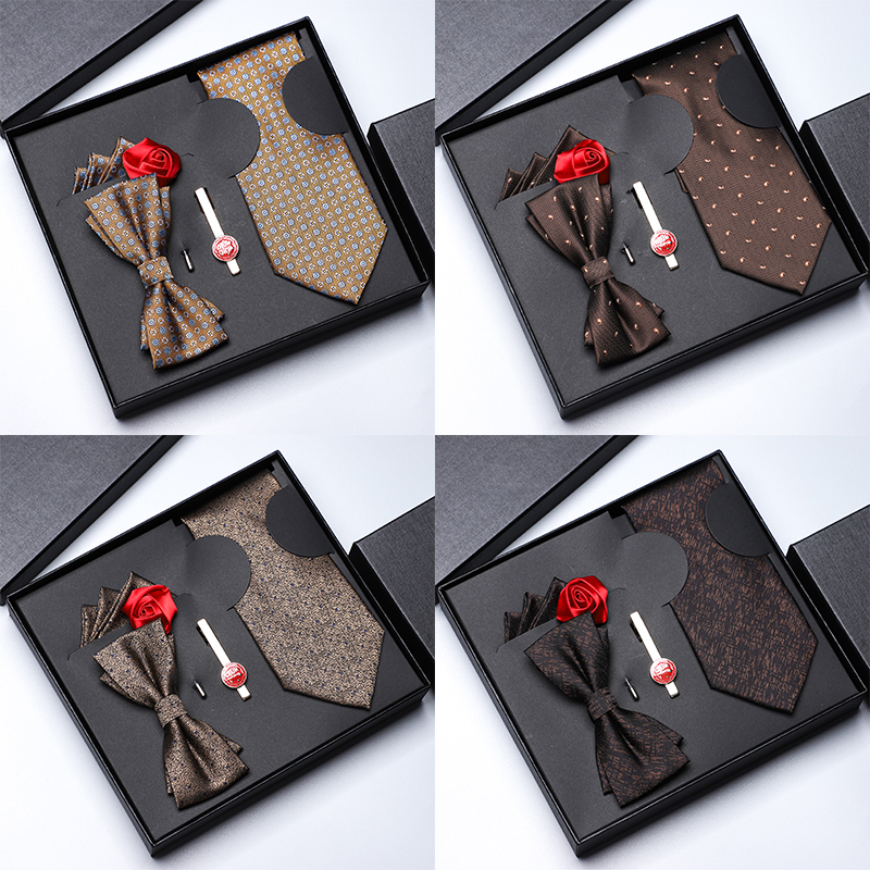 5件套酒红黑领带男结婚婚礼新