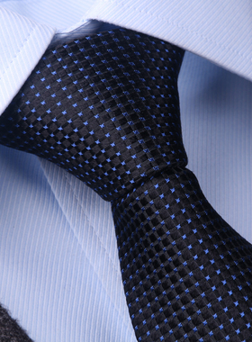 桑正品蚕丝真丝领带男正装商务拉链结婚蓝色条纹8cm高端轻奢盒装