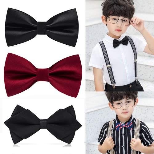 儿童领结韩版男童潮酒红色