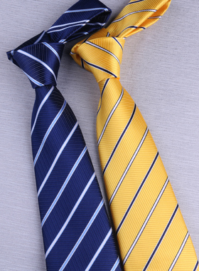 蓝色领带男正装商务拉链式结婚新郎免打男士手打黄色懒人免1225r