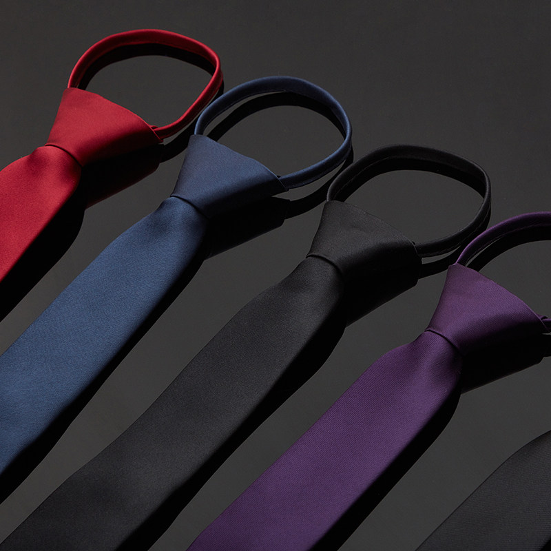 长短款方便懒人拉链黑色男女领带正装商务休闲百搭免打手打黑领带