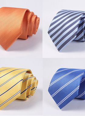 领带男正装拉链式结婚新郎男士商务手打橘黄黄色懒人免打结一拉得