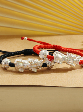 貔貅手链女儿童纯银999本命年红手绳男士红绳属兔年情侣礼物生日3