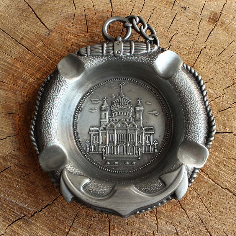 欧式金属小号烟碟 俄罗斯锡制烟灰缸 卧室可挂式宫殿复古城堡烟缸