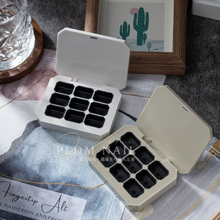美甲分装盒彩绘胶拍拍胶收纳盒字九宫格子固态甲油胶分装盘盒子