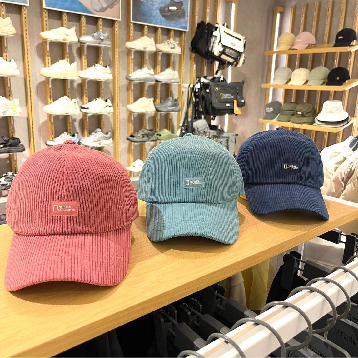 NATIONAL国家地理韩国代购25秋男女经典布贴标灯芯绒运动棒球帽