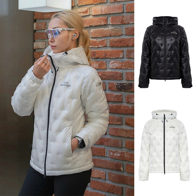 EIDER韩国代购25冬女士户外休闲衔缝拼接轻量保暖连帽羽绒服外套