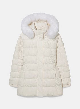 冬耐葩女修身可拆连帽中长羽绒服