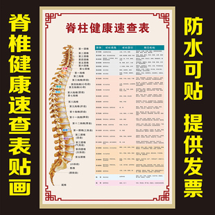 脊椎健康速查表脊柱颈椎病的发病原因中医养生理疗馆墙贴画海报