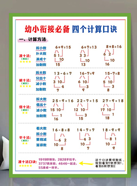 年级数学加减法计算口诀