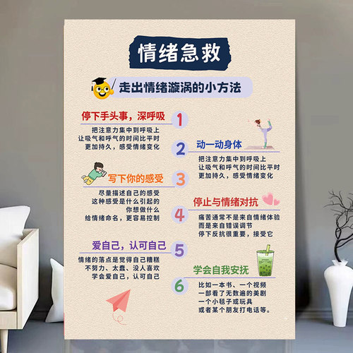 情绪急救走出情绪旋涡的小方法相信自己爱自己励志自律装饰墙贴画