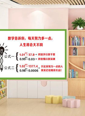 教室卧室宿舍学生学习励志墙贴纸每天进步一点点数学公式激励标语