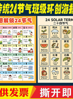 24二十四节气歌挂图装饰挂画墙贴