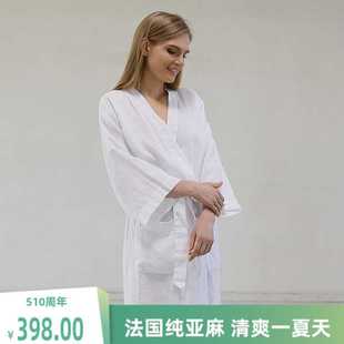 亚麻女士家居服睡袍睡裙透气休闲慵懒舒适感法国纯亚麻凉爽