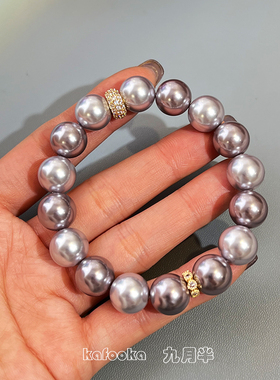 施家玫瑰紫色珍珠串珠手链女