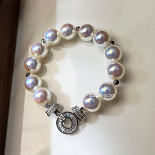原创 镜面极光天女级akoya珍珠手链高档人造马贝粉光珍珠手饰女