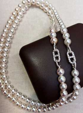 S925纯银猪鼻孔冷光感珍珠项链