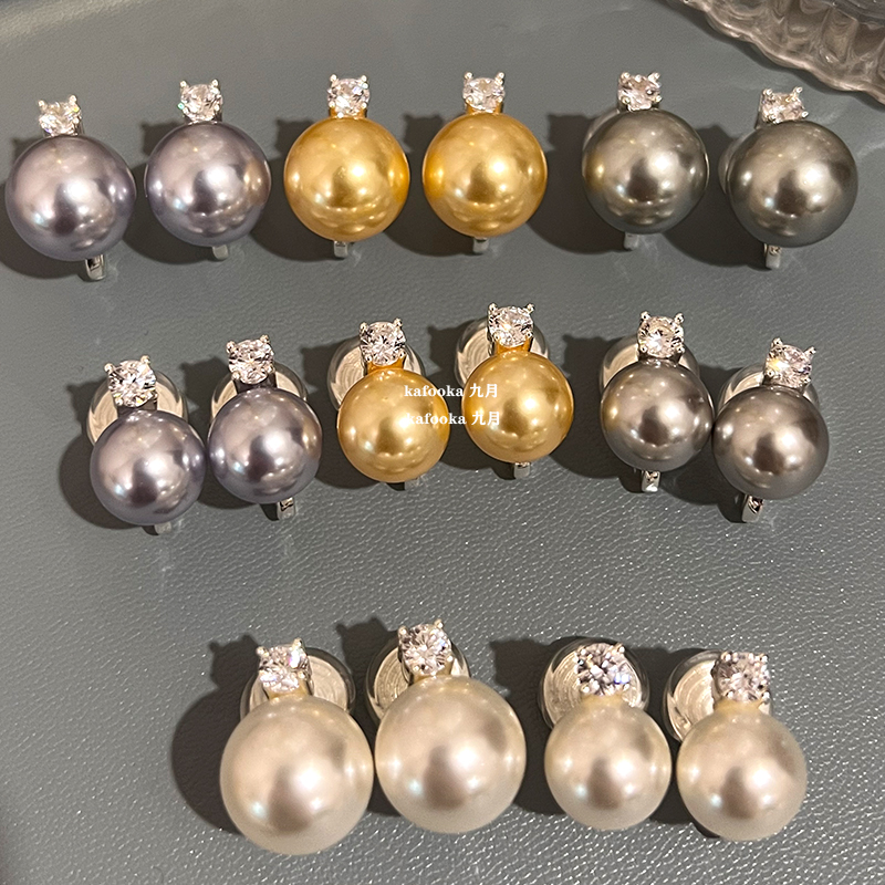 纯银日常通勤女戴妃款珍珠耳钉