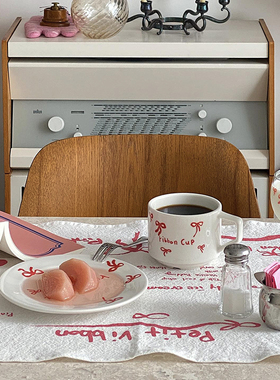 miss nylong韩国儿童宝宝马克杯家用涂鸦蝴蝶结陶瓷早餐牛奶杯碟