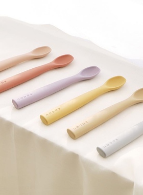 Rocou｜韩国高端铂金硅胶宝宝婴儿辅食勺餐具防摔安全无毒收纳盒