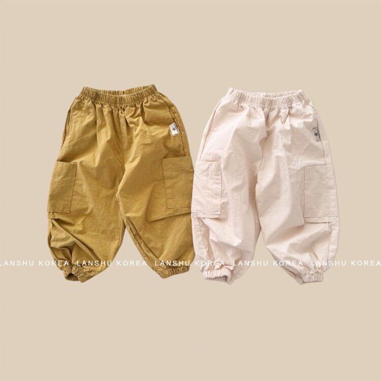 现货【Amore】懒鼠韩国童装26春款男童女童工装风口袋收口休闲裤