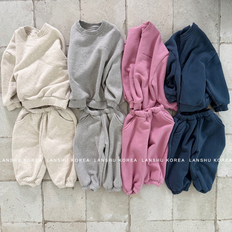 包邮【Mnbb】懒鼠韩国童装25冬款男童女童推荐基础卫衣裤加绒套装