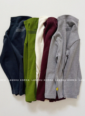 包邮【Gou】懒鼠韩国童装25冬款男童女童经典基础字母打底亲子T恤