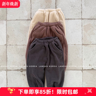 25冬款 懒鼠韩国童装 Mnbb 男童女童百搭王亲子加厚绒休闲裤 包邮
