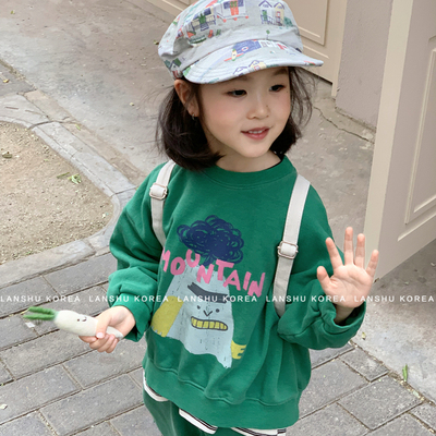 现货【Navi】懒鼠韩国童装26春款中大童俏皮可爱印花时髦圆领卫衣