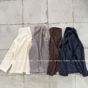 【Mnbb】懒鼠韩国童装25冬款男童女童B入复古高领加厚打底T恤