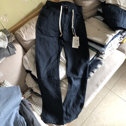 真真的好东西 新品 纯亚麻 男士松紧腰休闲长裤宽松透气YKK拉链款