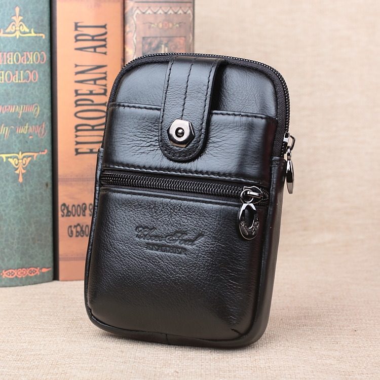 男士真皮5.5寸6寸手机包穿皮带头层牛皮腰包竖款迷你挂包潮流男包