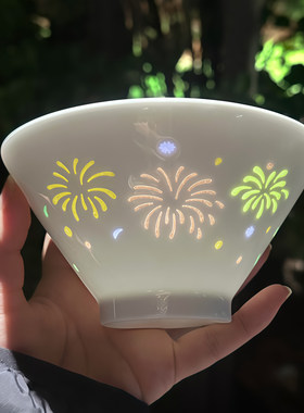 五彩烟花玲珑瓷餐具景德镇高温白瓷碗盘套装家用商用送礼高端陶瓷
