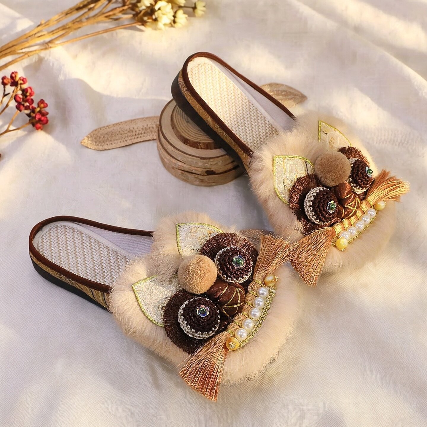 包头半拖鞋非遗手工布鞋女平底舒适虎头鞋成人民族风国潮汉服鞋子