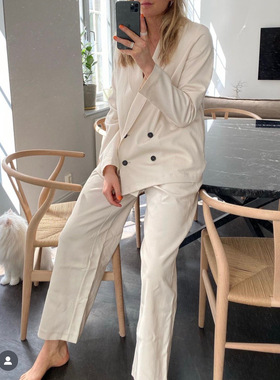 APART OF THE ART重磅兰精莱赛尔天丝西装套装白色