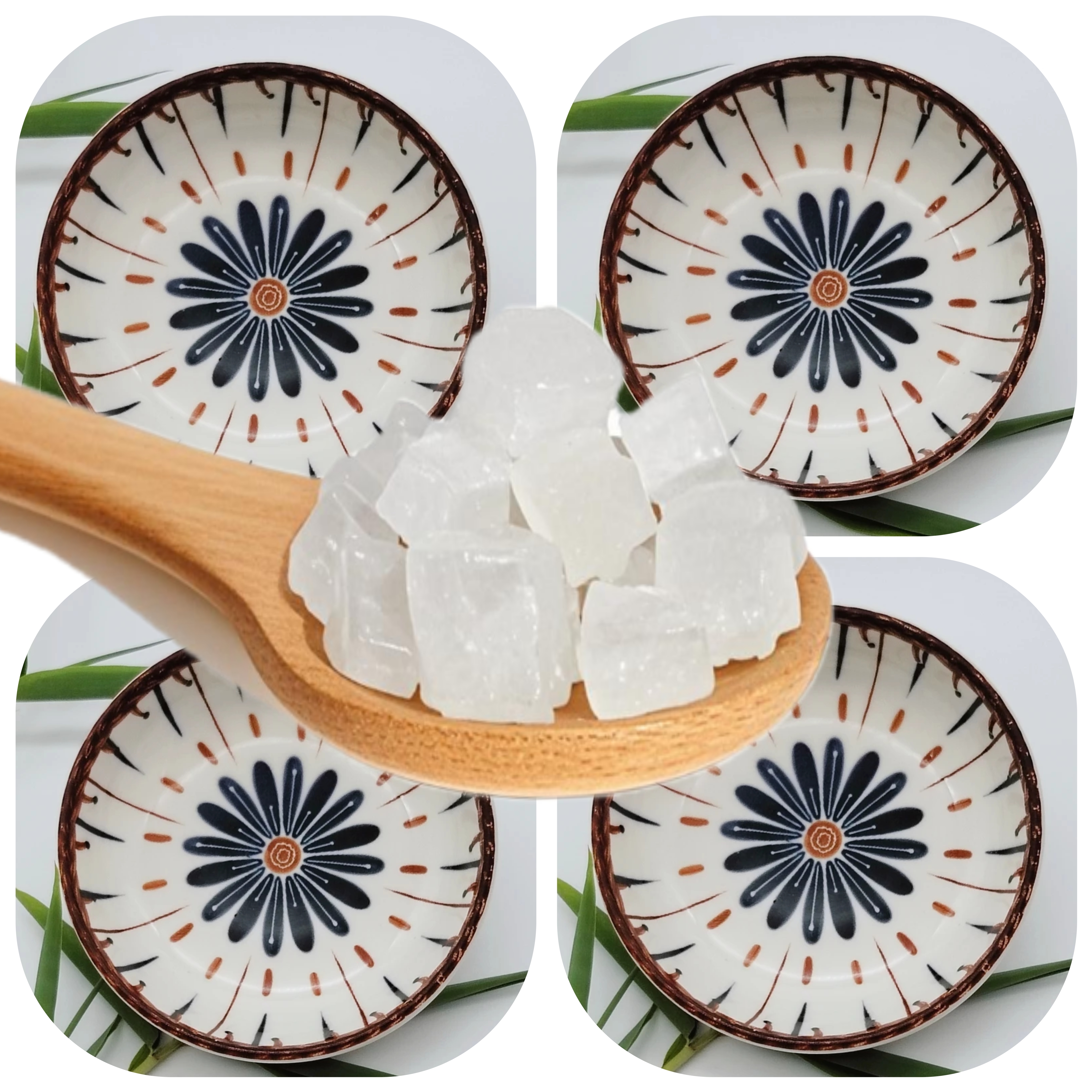 【净宅专用】蓝蕊映花陶瓷碟子天然日晒大颗粒日晒海盐净宅容器