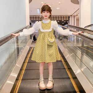 新款女童连衣裙两件套装小香风韩版女孩春秋洋气6-12公主裙子长袖