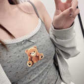 打底上衣 棉质小熊印花吊带背心女自带胸垫甜美风内搭修身 夏季 新品