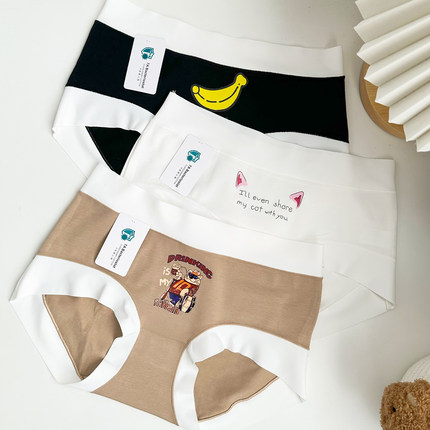 探路猫 7A抑菌A类婴儿棉包臀无痕舒适亲肤少女中腰内裤纯棉三角裤