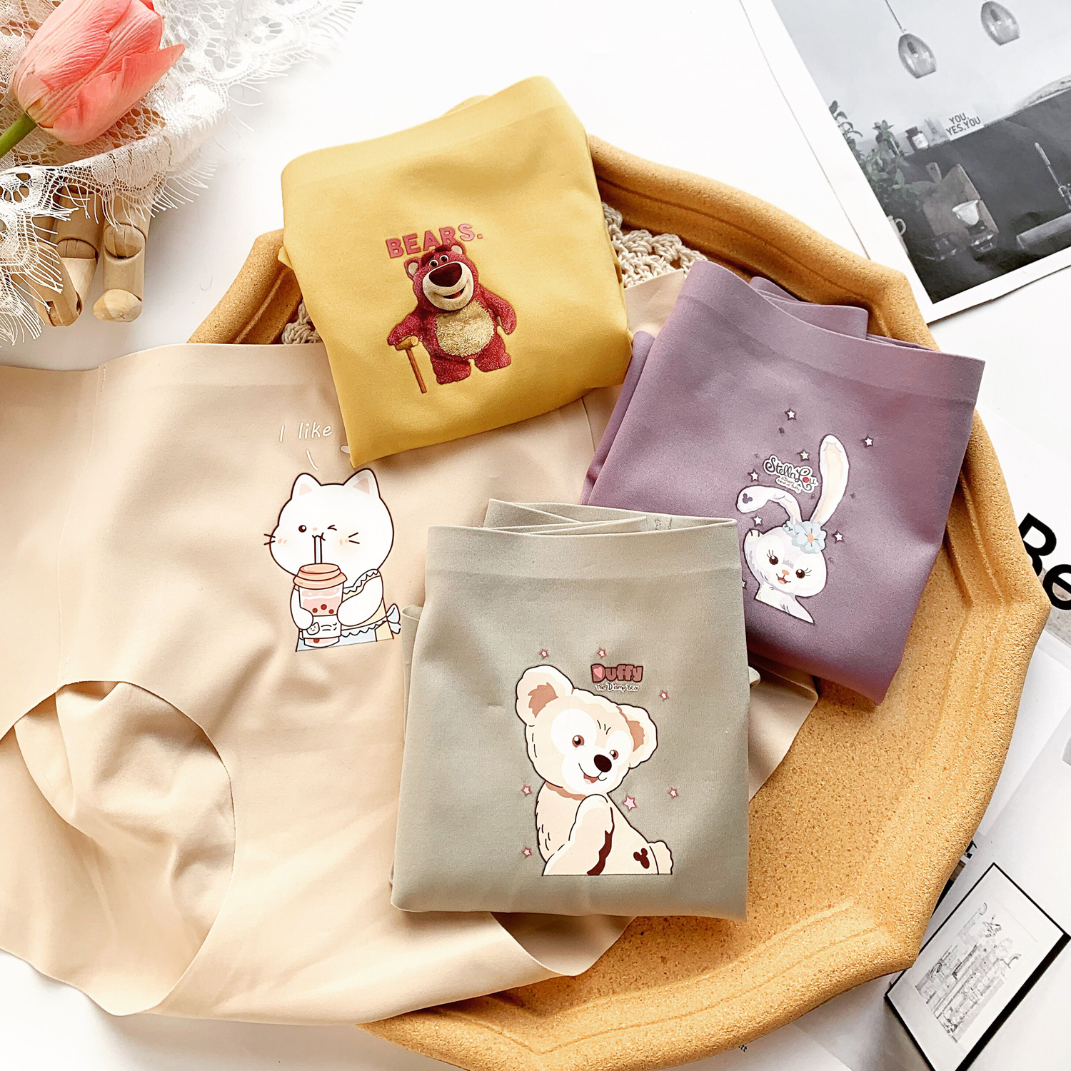 3条卡片装可爱防夹臀冰丝女磨毛