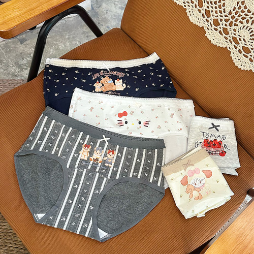 探路猫纯棉内裤女抗菌裆清新碎花