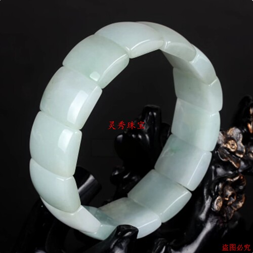 缅甸翡翠老坑冰糯A货玉牌手串